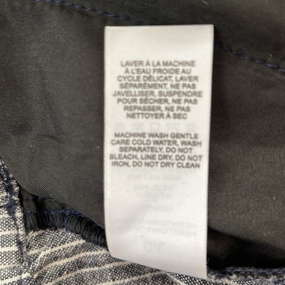 Dynamite Pinstripe Linen Blend High Waist Shorts Tie-Front Grey White Elastic L - Picture 9 of 11